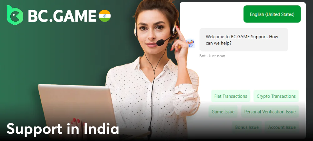 Contact methods at BC Game India