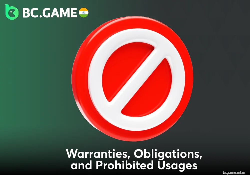 Prohibited actions at BC Game India